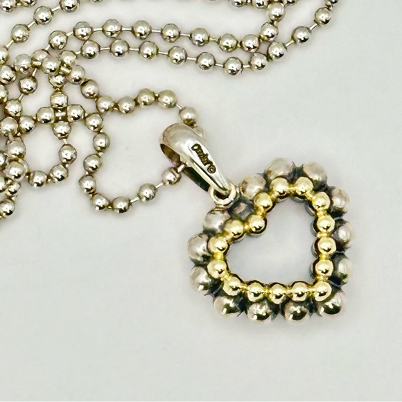 LAGOS Jewelry - Lagos VINTAGE Caviar Two Tone Sterling Silver & Gold Open Heart Pendant Necklace